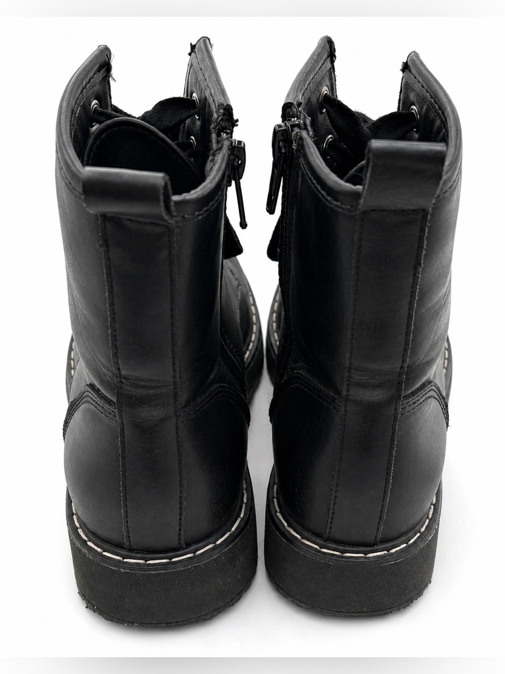 STEVE MADDEN “Madden Girl Kurrt” Black Lace-Up, Side Zip, Lug Sole Combat Boots - Picture 13 of 16